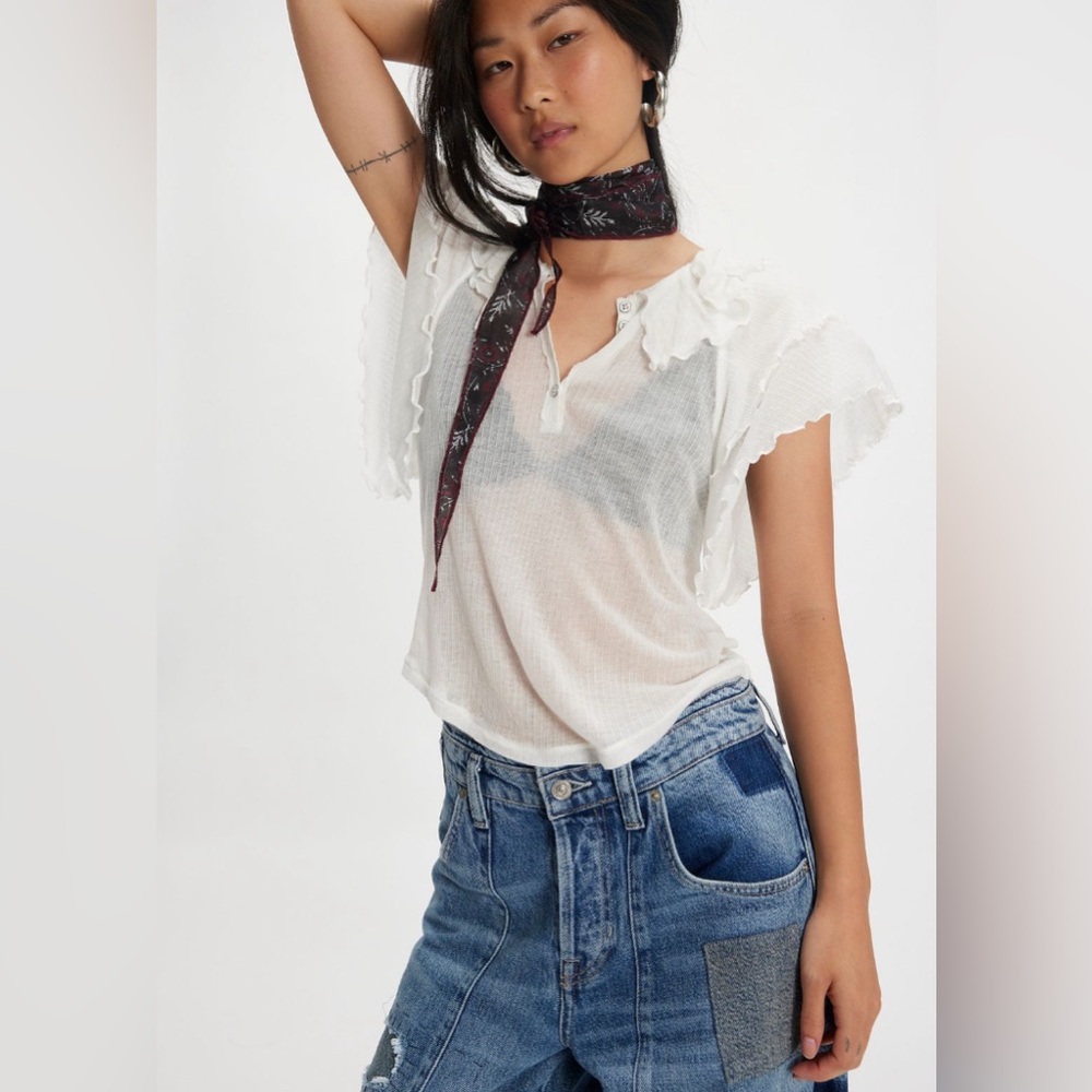 FREE PEOPLE Vivianne Knit Tee TOP